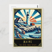 Maine | Art. Deco Briefkaart (Voorkant / Achterkant)