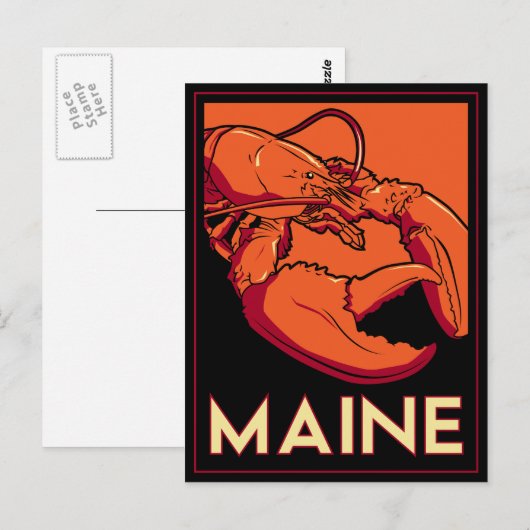 Maine art deco retro reisposter briefkaart (Voorkant / Achterkant)