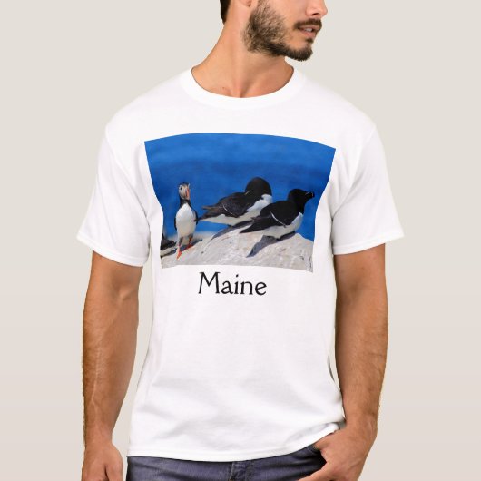 Maine Atlantic Puffin en Razorrekeningen T-shirt (Voorkant)