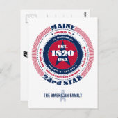 Maine, Augusta, ME, Patriottisch, Monogram Briefkaart (Voorkant / Achterkant)