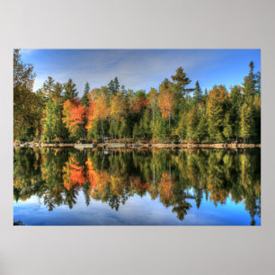 Maine Autumn Herfst Foliage Lake Reflections Poster