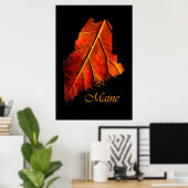 Maine Autumn Oranje Leaf | Maine Herfst Foliage Poster (Thuiskantoor)