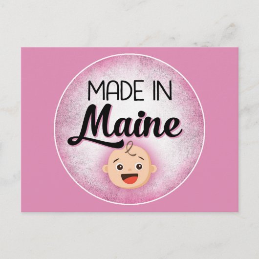 Maine Baby Funny Pink New Girl Briefkaart (Voorkant)