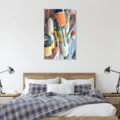 Maine, Bar Harbour. Kleurrijke kreeftenvangboeien Canvas Afdruk (Insitu (Slaapkamer))