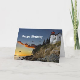 Maine Bass Harbor Lighthouder Foto Birthday Kaart