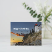 Maine Bass Harbor Lighthouse Foto Verjaardag Briefkaart (Staand voorkant)