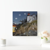 Maine Bass Harbor Lighthouse Foto Vierkante Klok (Huis)