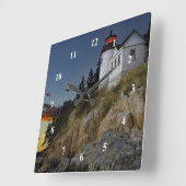 Maine Bass Harbor Lighthouse Foto Vierkante Klok (Hoek)