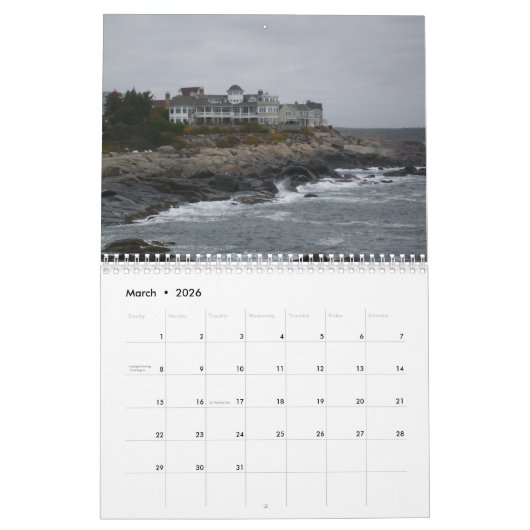 Maine Beach 12 maanden Kalender (Mar 2026)