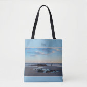 Maine Beach Low Tide Blue Monogramed Tote Bag (Voorkant)