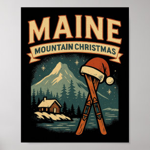 Maine Berg Shirt Chalet Ski Kerstman Kerstmuts Poster