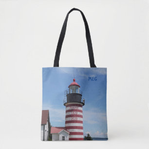 Maine Bicentennial West Quoddy Head vuurtoren Tote Bag