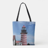 Maine Bicentennial West Quoddy Head vuurtoren Tote Bag (Achterkant)