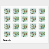 Maine bird and flower vierkante sticker (Vel)