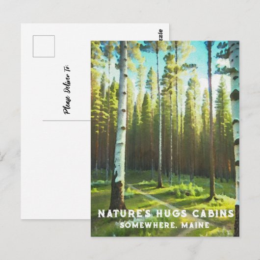 *~* Maine Bos Berken Groene Bomen AP49 Briefkaart (Voorkant / Achterkant)