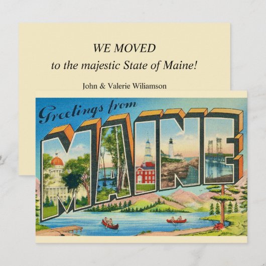 Maine Briefkaart Bewegende Aankondiging (Voorkant / Achterkant)