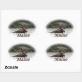 Maine Bull Moose Ovale Sticker (Vel)