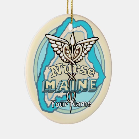 Maine Caduceus Nurse Keramisch Ornament (Rechts)