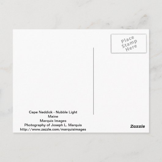 Maine Cape Neddick - Nubble Light Briefkaart (Achterkant)