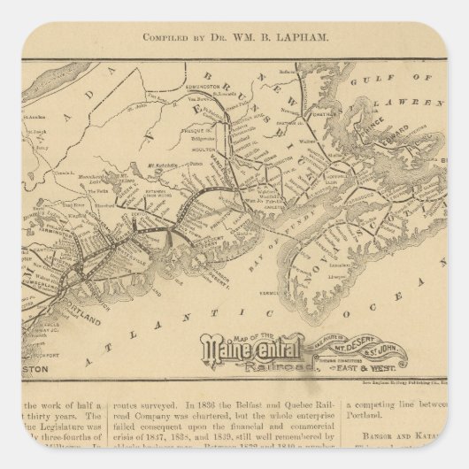 Maine Central Railroad Vierkante Sticker (Voorkant)
