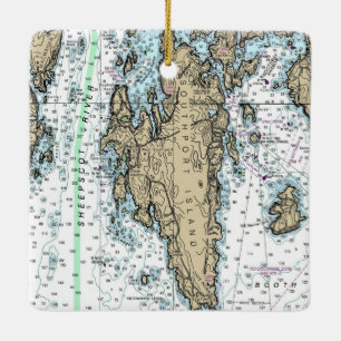 Maine Chart Southport Island Keramisch Ornament