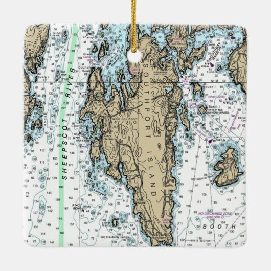 Maine Chart Southport Island Keramisch Ornament (Achterkant)