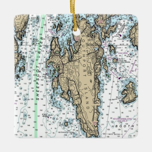 Maine Chart Southport Island Keramisch Ornament (Voorkant)