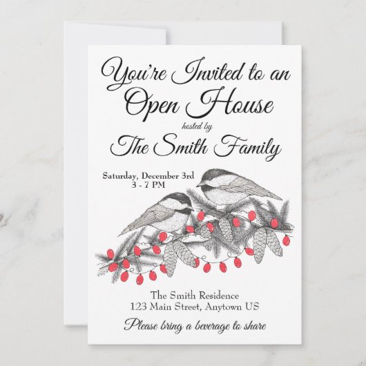 Maine Chickadee Vogel Winter Kerstvakantie Sneeuw Kaart (Voorkant)