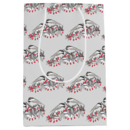 Maine Chickadee Vogel Winter Kerstvakantie Sneeuw Medium Cadeauzakje