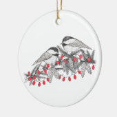 Maine Chickadee Vogelpen en Ink Kerstvakantie Keramisch Ornament (Links)