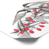 Maine Chickadees Pen en Ink Bird Art Illustratie Poster (Hoek)