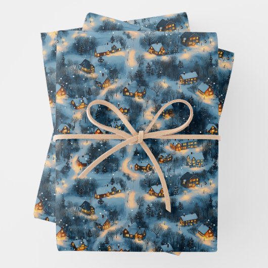 Maine Christmas Village bedekt met sneeuw Inpakpapier Vel (In situ)