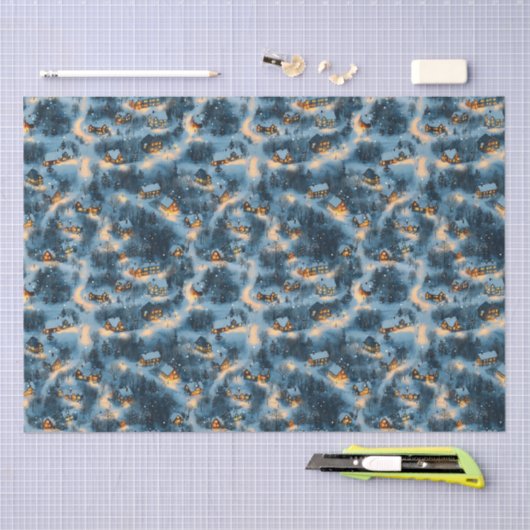 Maine Christmas Village bedekt met sneeuw Tissuepapier (Craft)