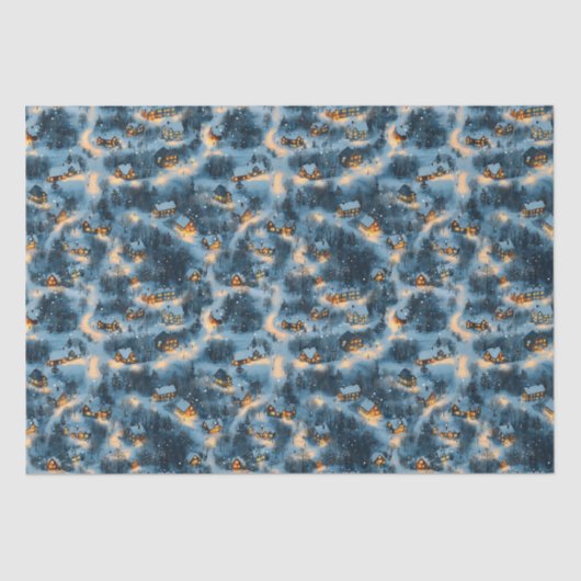 Maine Christmas Village bedekt met sneeuw Tissuepapier (Voorkant)