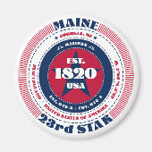 Maine Circle Typography Souvenir Magnet (Voorkant)