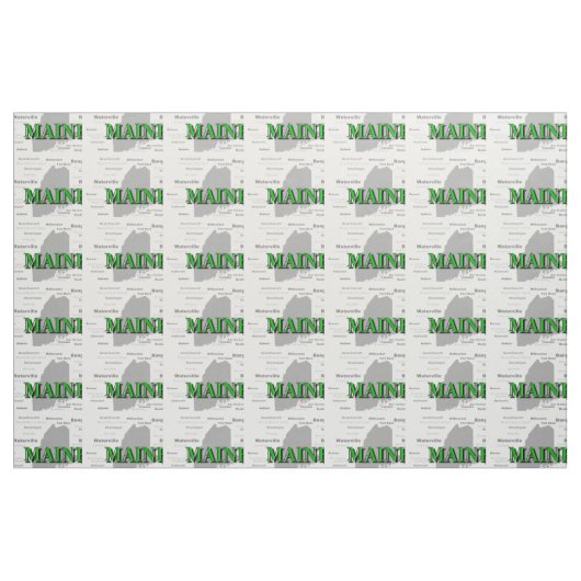 Maine Cities and Towns State Pride Map Stof (Fat Quarter)