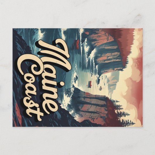 Maine Coast Boats & Cliffs Briefkaart (Voorkant)