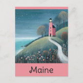 Maine Coast Vuurtoren Waterverf Reizen Briefkaart (Voorkant)