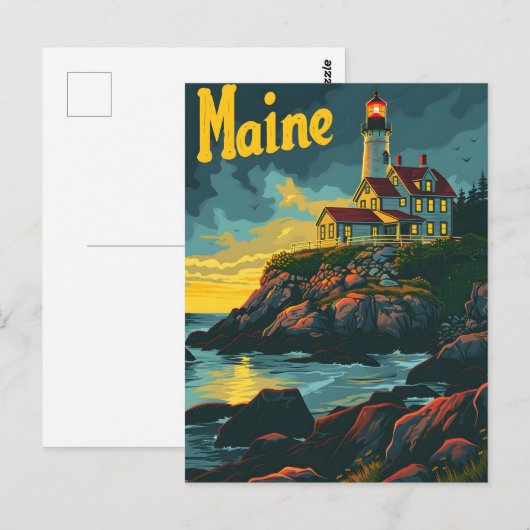 Maine Coastal Beacon: Vuurtoren Majesteit Briefkaart (Voorkant / Achterkant)