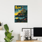 Maine Coastal Beacon: Vuurtoren Majesteit Poster (Thuiskantoor)