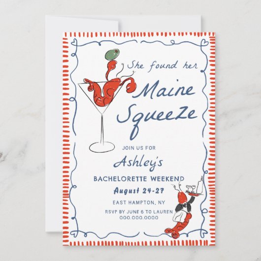 Maine Coastal Lobster Bachelorette Kaart (Voorkant)