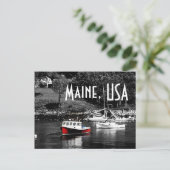 Maine Color On Black Boat Postcard Briefkaart (Staand voorkant)