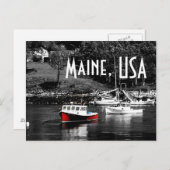 Maine Color On Black Boat Postcard Briefkaart (Voorkant / Achterkant)