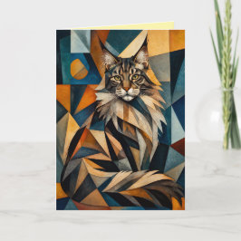 Maine Coon Abstracte Wenskaart Feestdagen Kaart