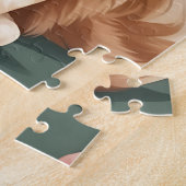 Maine Coon Art met roze bloemen Legpuzzel (Zijkant)