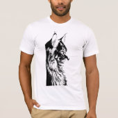 Maine Coon B+C White T-Shirt: Jersey Cat Print T-shirt (Voorkant)
