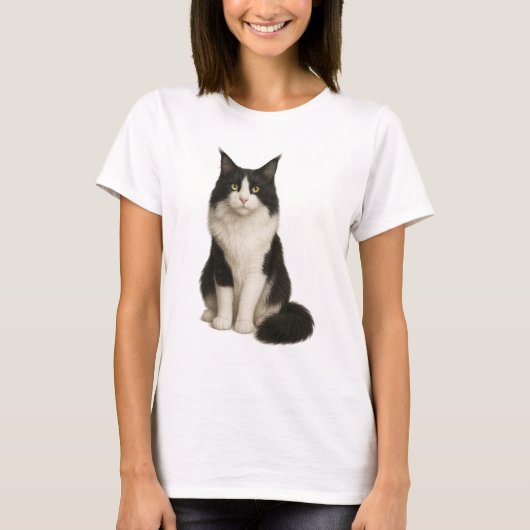 Maine Coon black and white T-shirt (Voorkant)