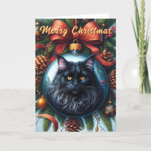 Maine Coon Black Cat Christmas Kaart
