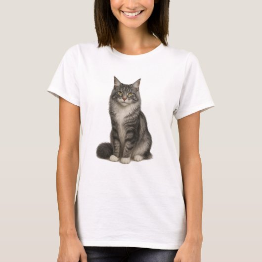 Maine Coon Black Silver T-Shirt (Voorkant)