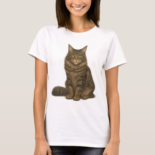 Maine Coon Brown Blotched Tabby T-Shirt (Voorkant)